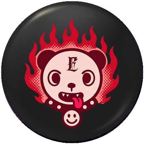 The Eclipsion bear: a flaming teddy head in a spiked collar